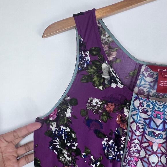 Sundance Women's Mixi Dress Summer Floral Size 6 Purple Sleeveless - Picture 4 of 8